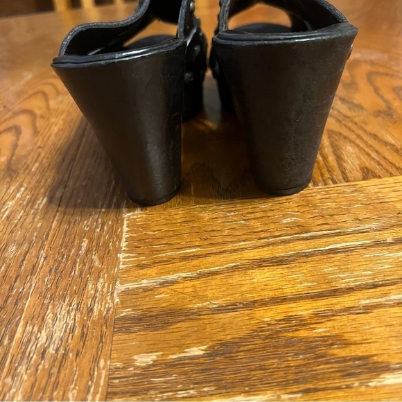 Ariat Studded Peep Toe Heeled Leather Slip-On Clog Mules in Black Sz 7 Y2K 90s - Picture 10 of 13